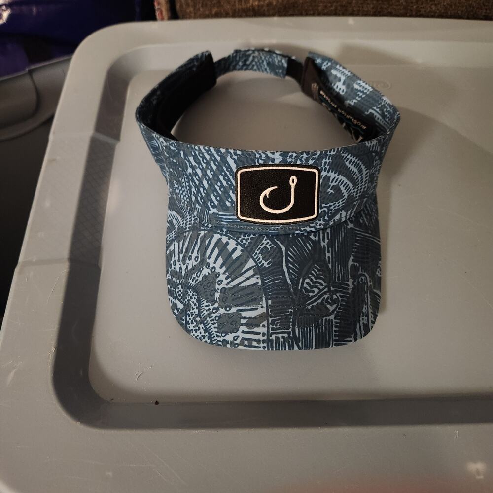 Avid Fishing Sun Visor Blue With Black Fish Hook Logo OSF